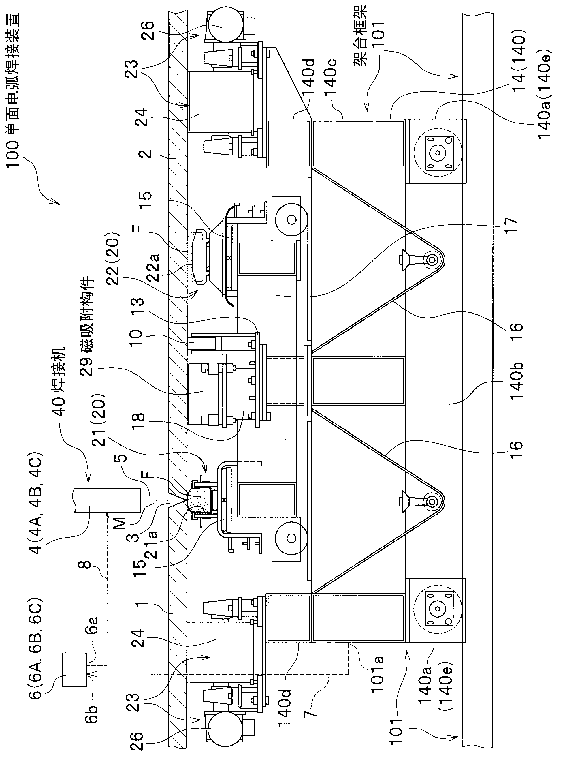 One-side arc welding device