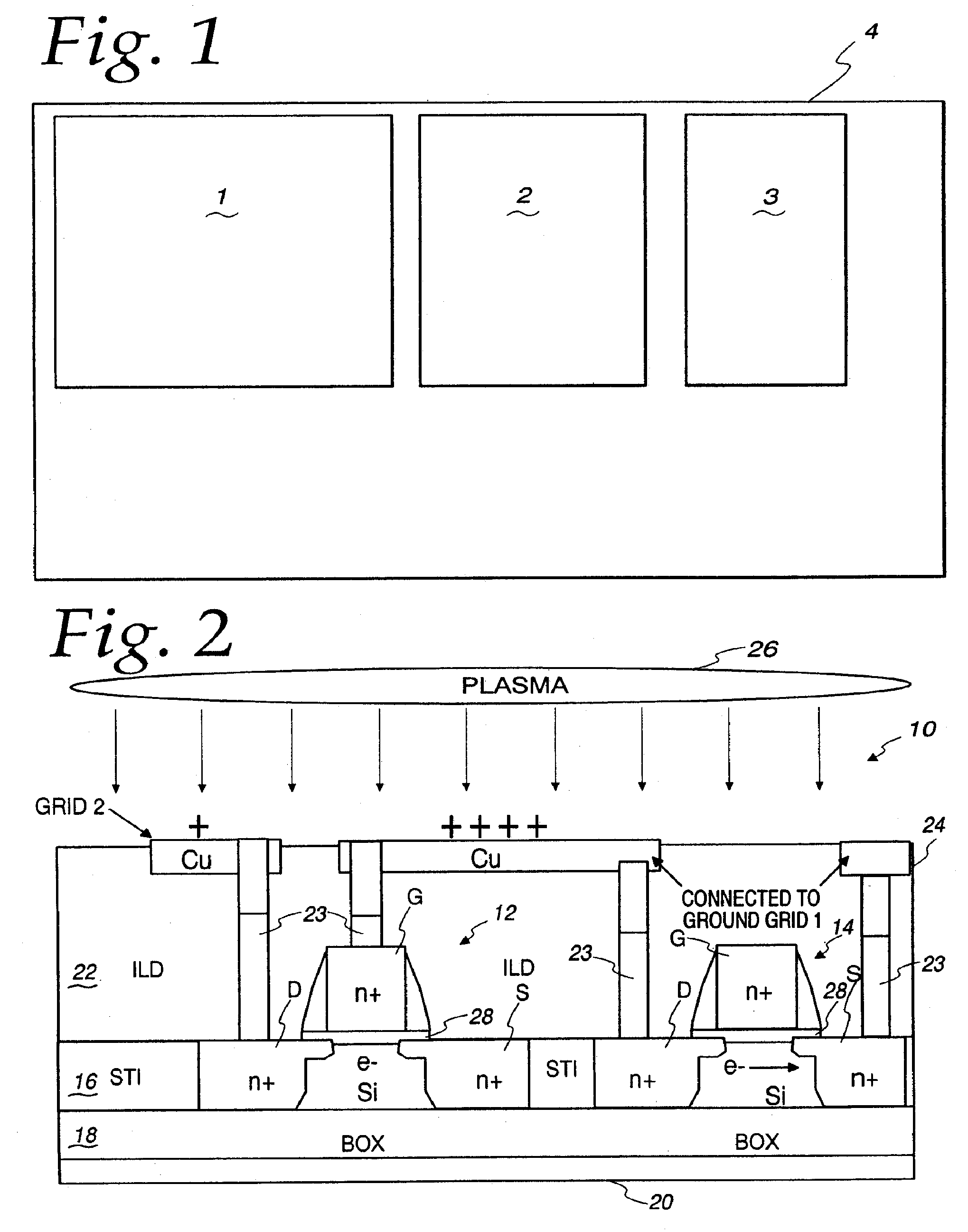 Charge modulation network for multiple power domains for silicon-on-insulator technology