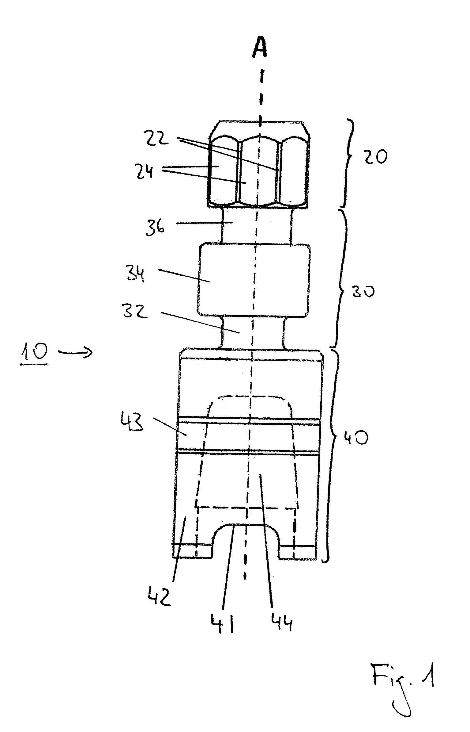 Adapter for transmitting a torque to the mounting part of a dental implant