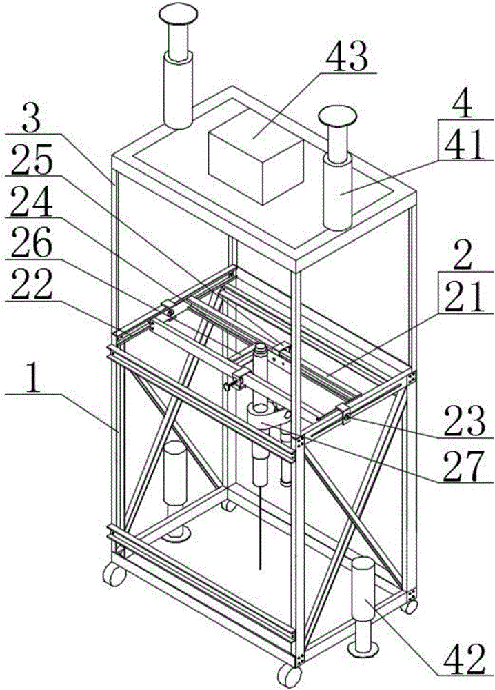 Drilling device of roadway floor anchor rod