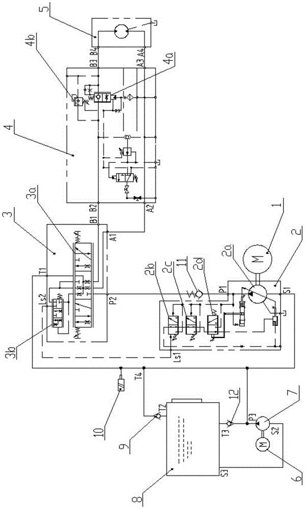 Hydraulic control system for ocean engineering crane