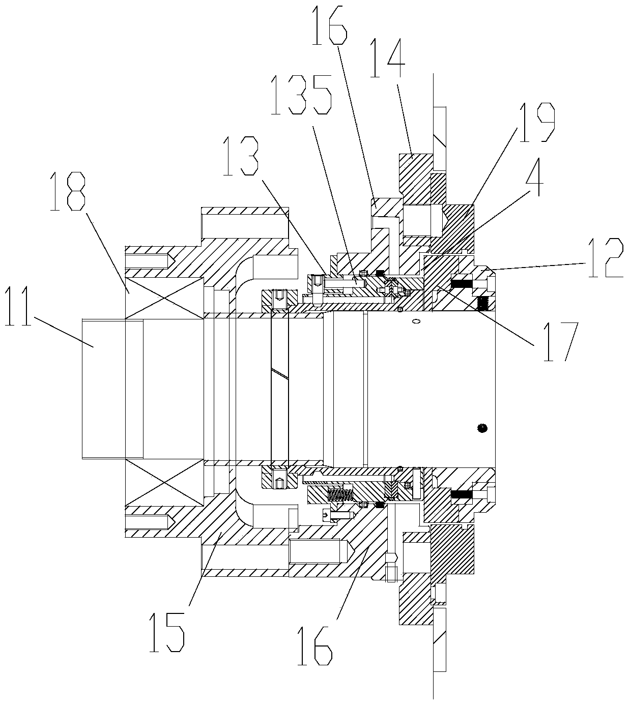 Water cooling oil-free spindle nose sealing structure for horizontal type concrete stirrer