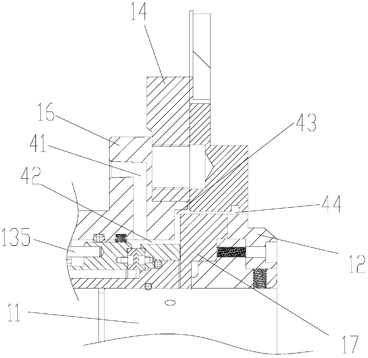 Water cooling oil-free spindle nose sealing structure for horizontal type concrete stirrer