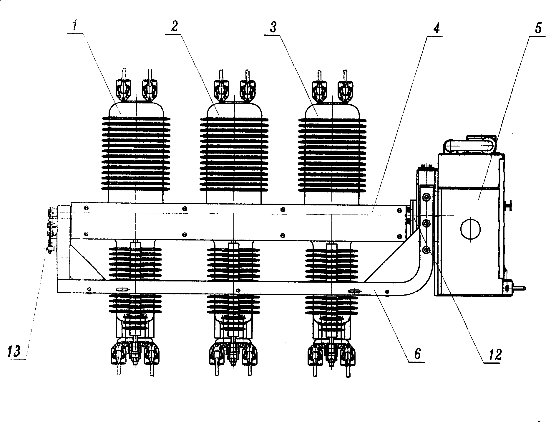 Longitudinal rotary type function composite type vacuum isolation circuit breakers