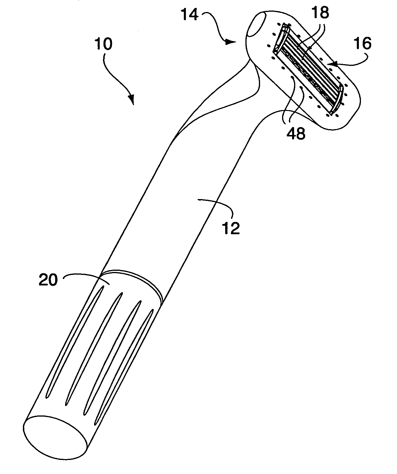 Shaving apparatus with pivot-actuated valve for delivery of shaving aid material