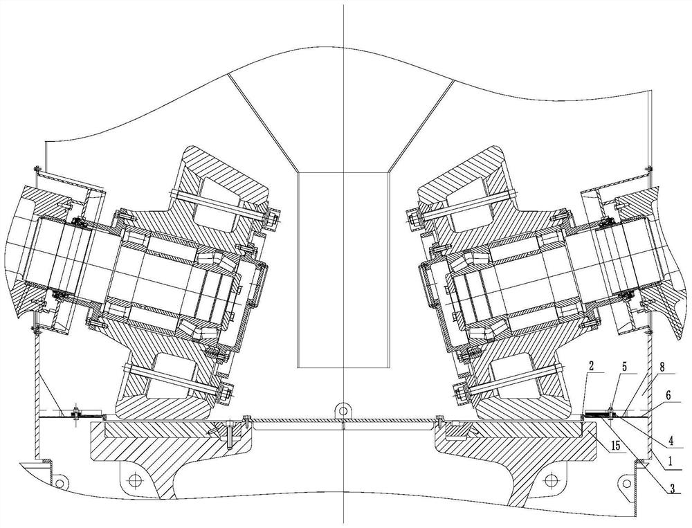 Retaining ring adjusting device of vertical roller mill