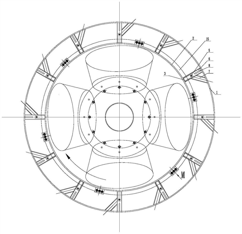 Retaining ring adjusting device of vertical roller mill