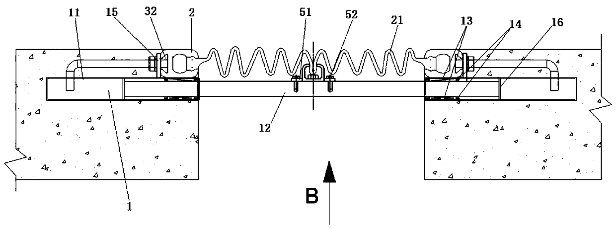 Railway bridge large-expansion-amount single-seam expansion device