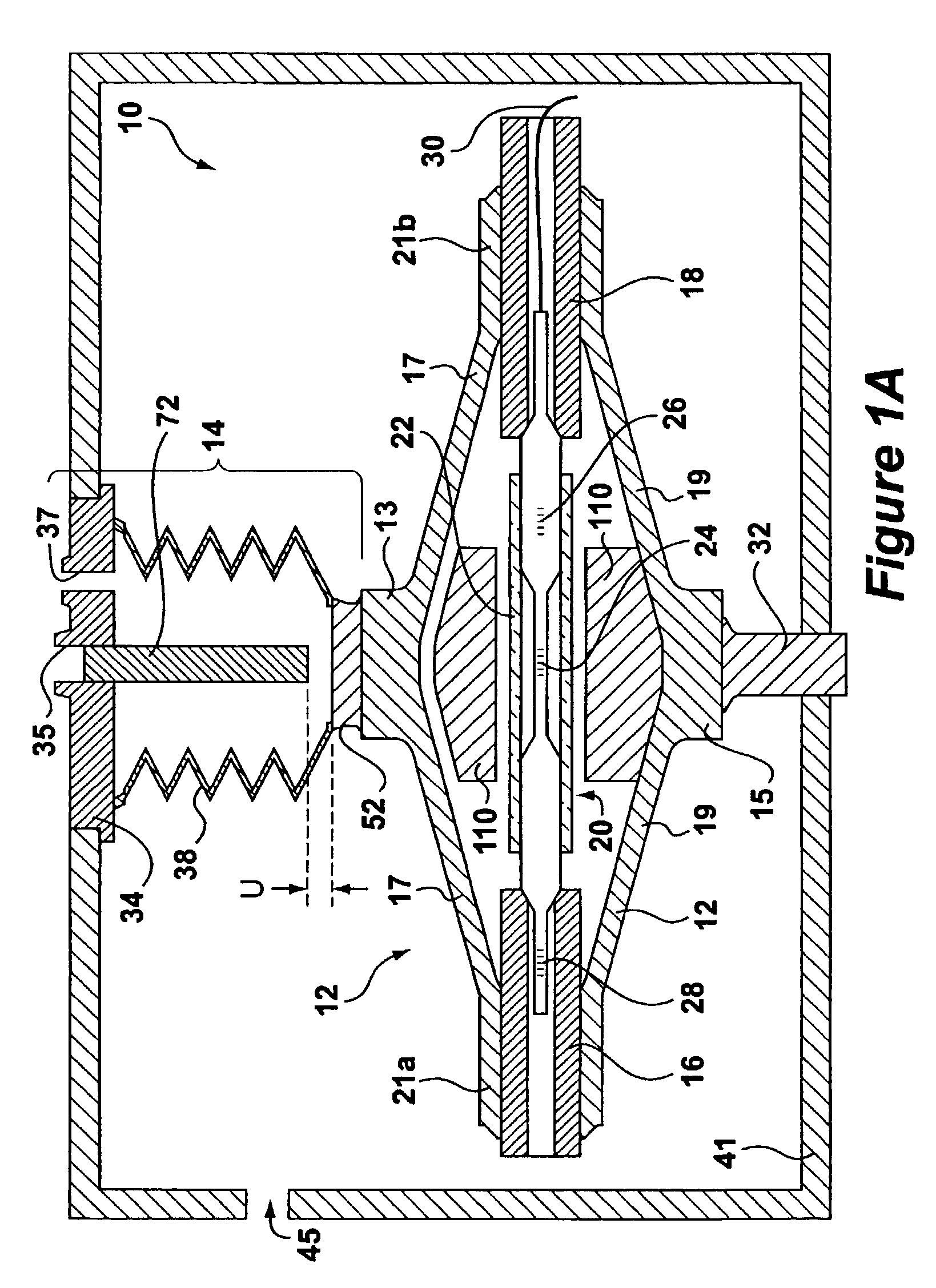 Optical differential pressure transducer utilizing a bellows and flexure system