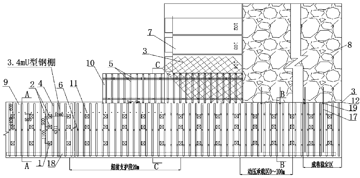 A method for retaining entry along the gob in fully mechanized caving face in high-gas three-soft and extremely unstable coal seam