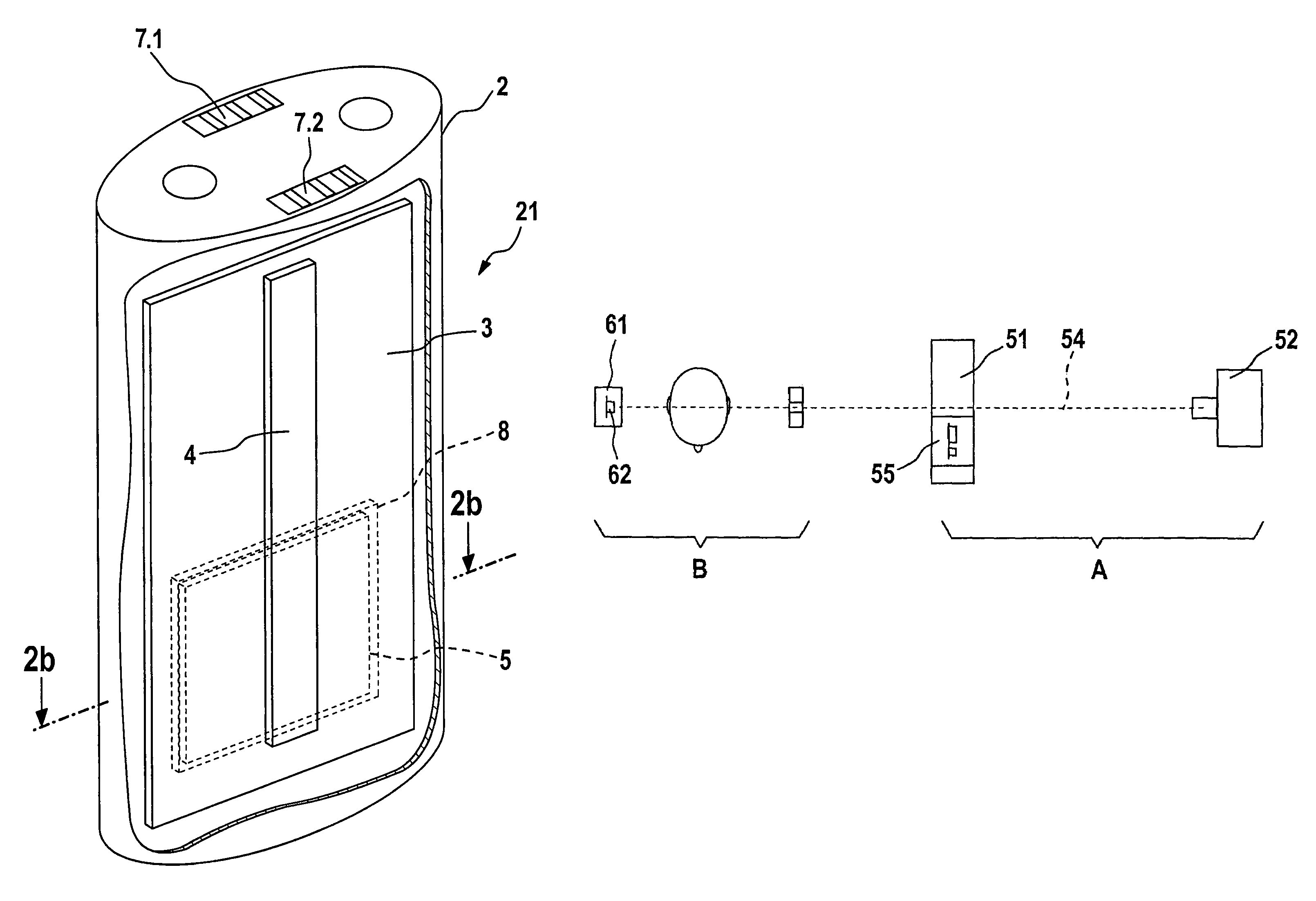 X-ray sensitive camera comprising two image receivers and X-ray device