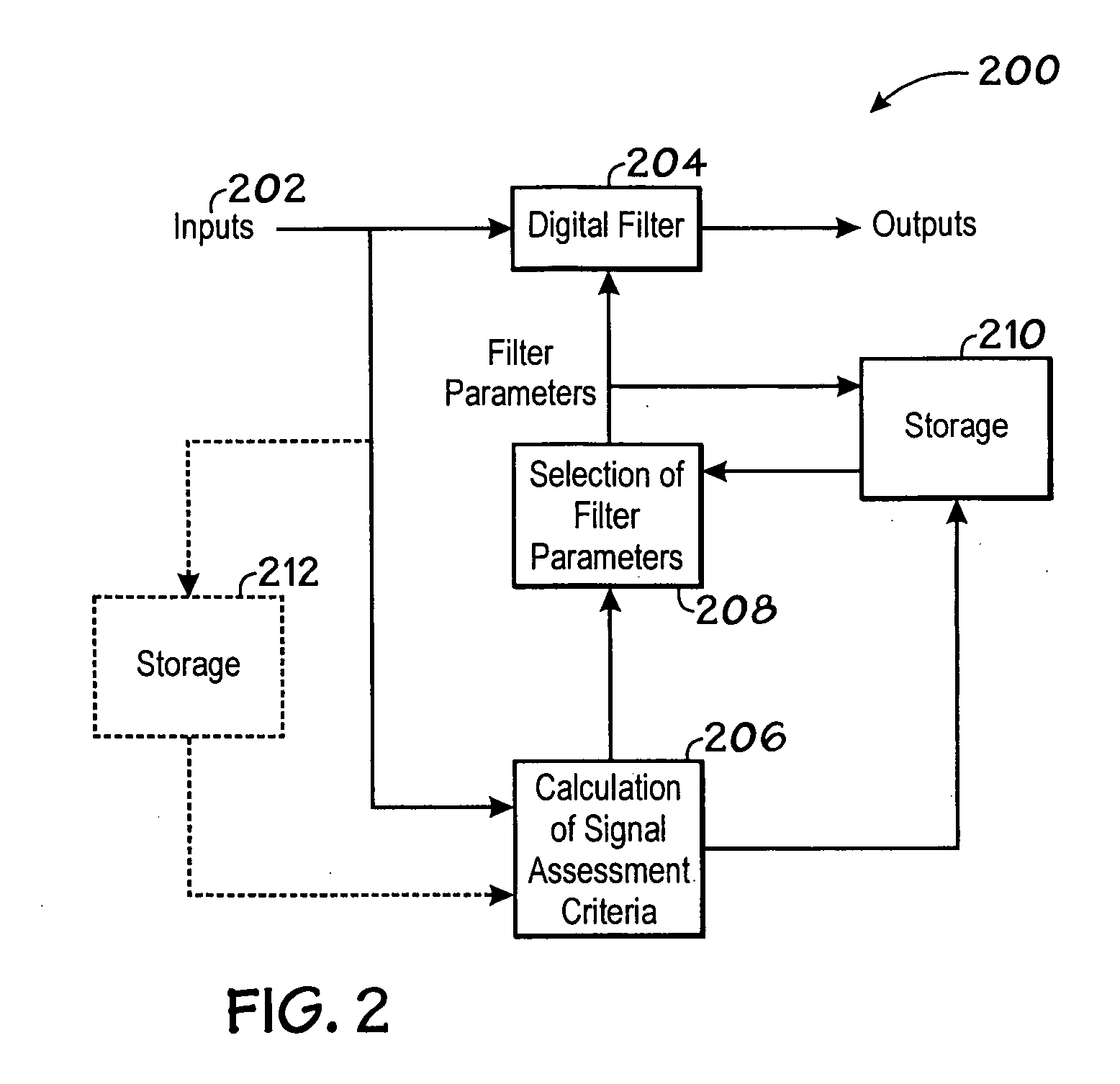 Selection of preset filter parameters based on signal quality