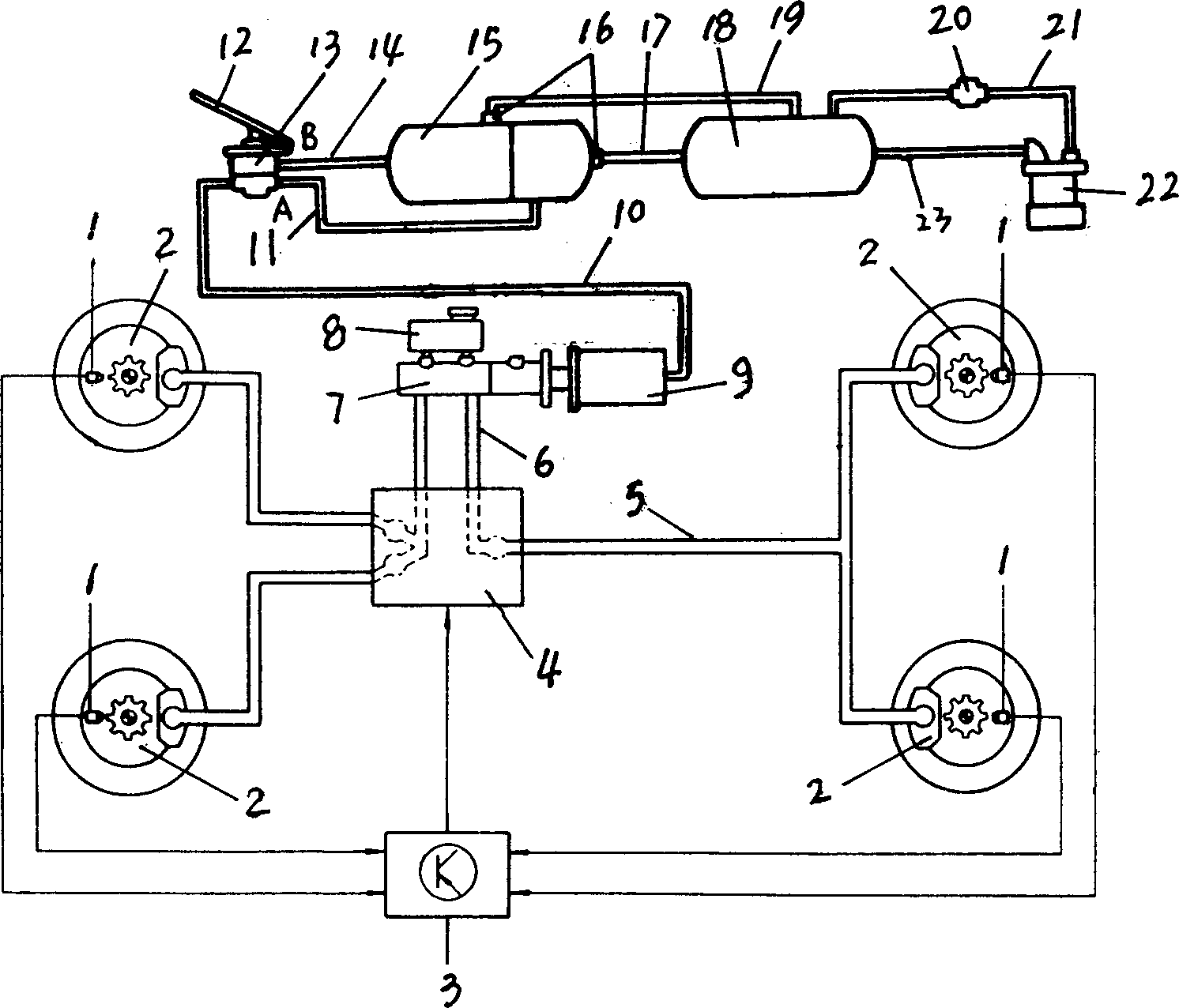 Gas-liquid mixed multi-piston disk brake system