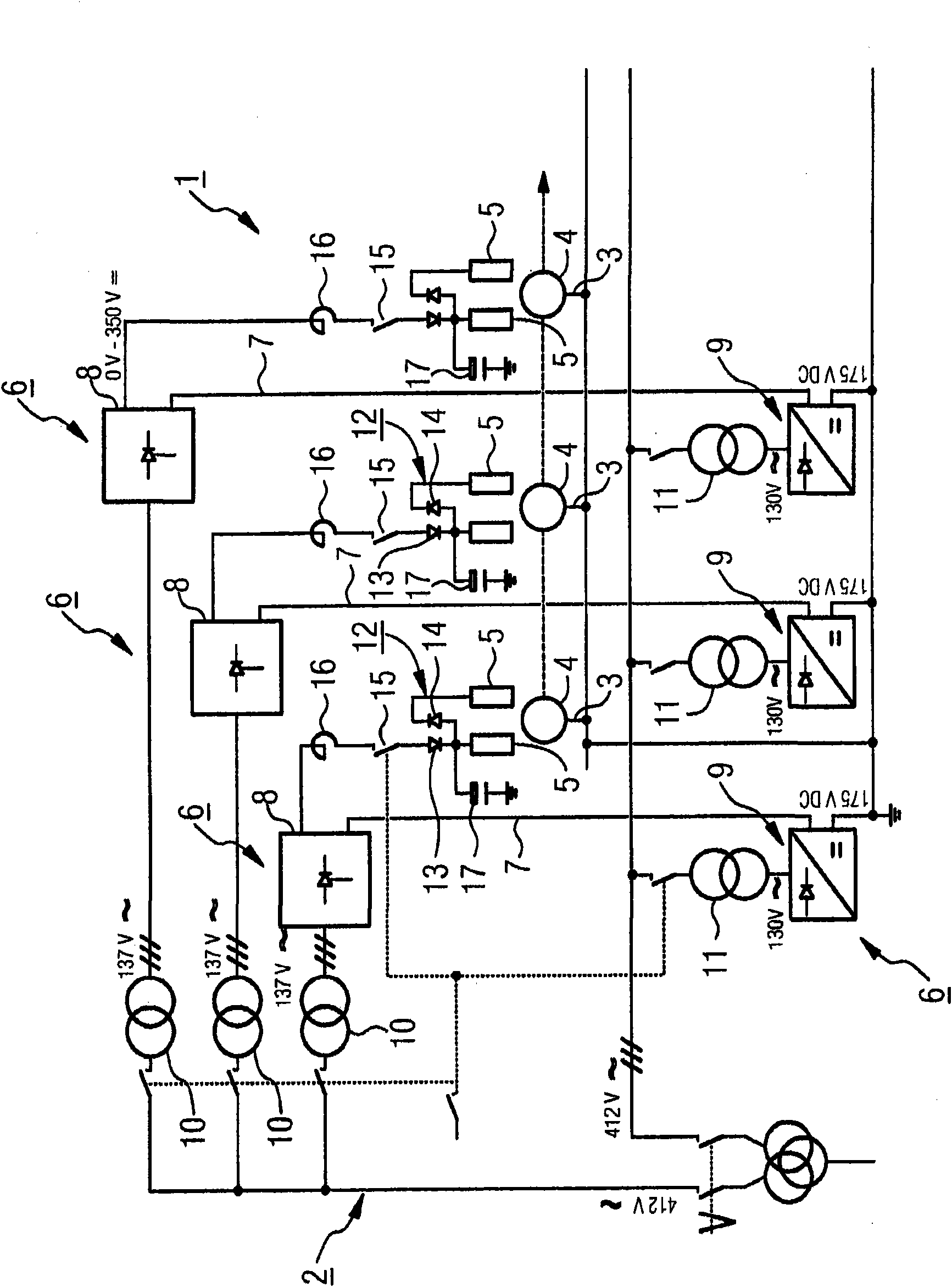 Power control device of a power network of an electrochemical coating facility