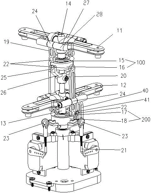 Coaxial double-rotor helicopter core and helicopter