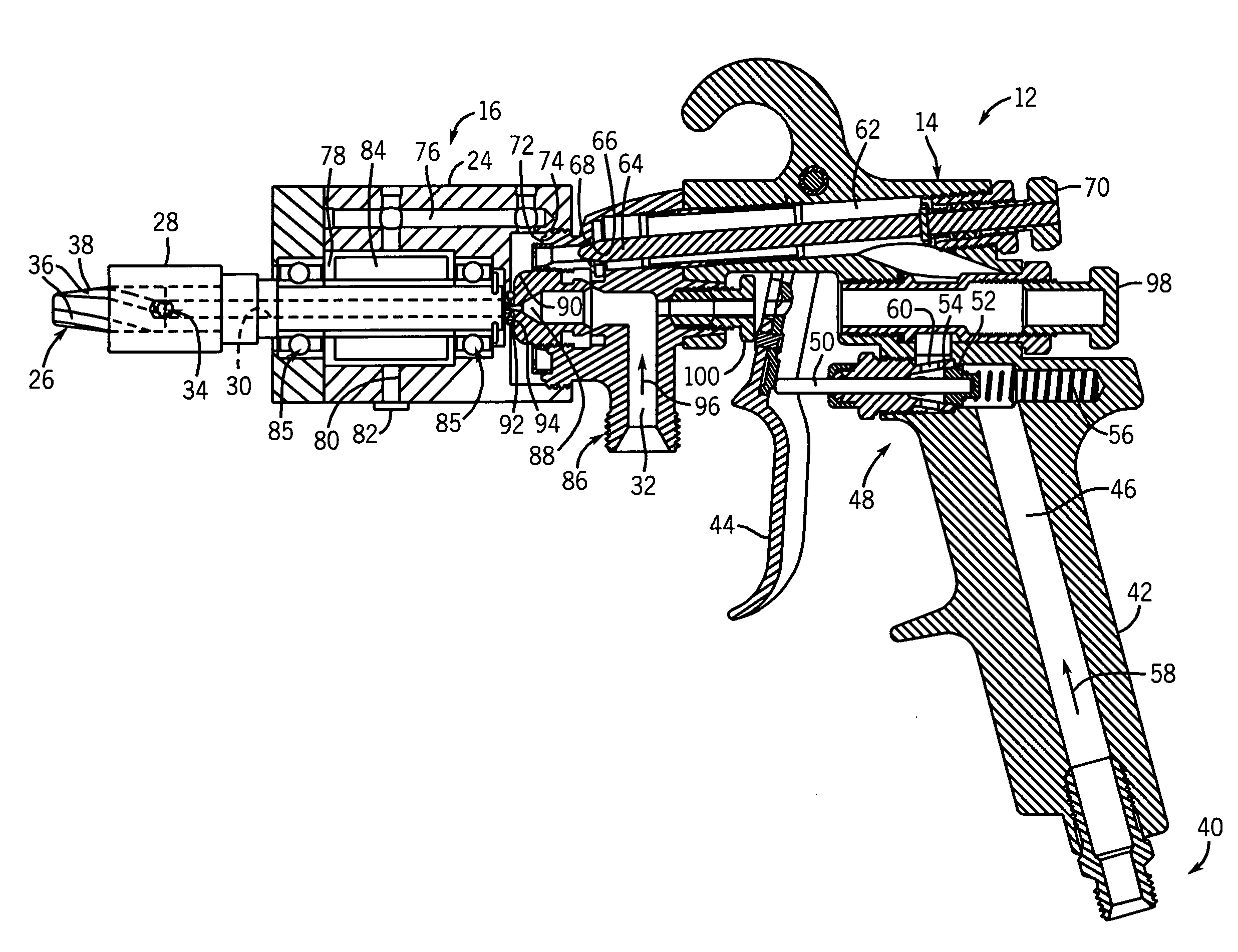 Turbo spray nozzle and spray coating device incorporating same