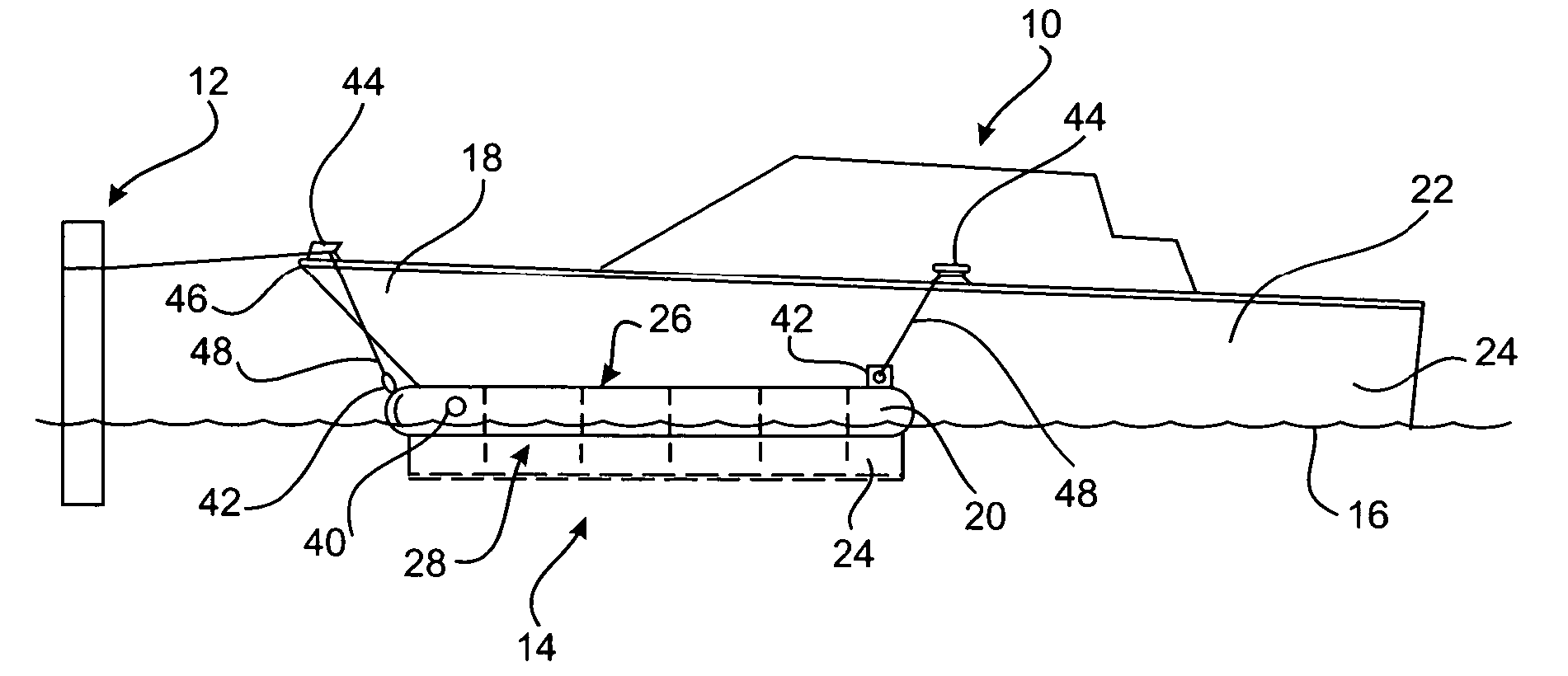 Wash attenuator for a moored vessel