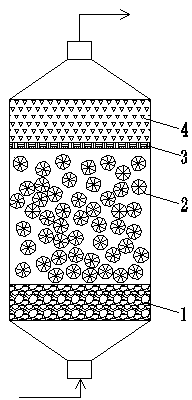 Treatment device and method for removing heavy metals out of sewage