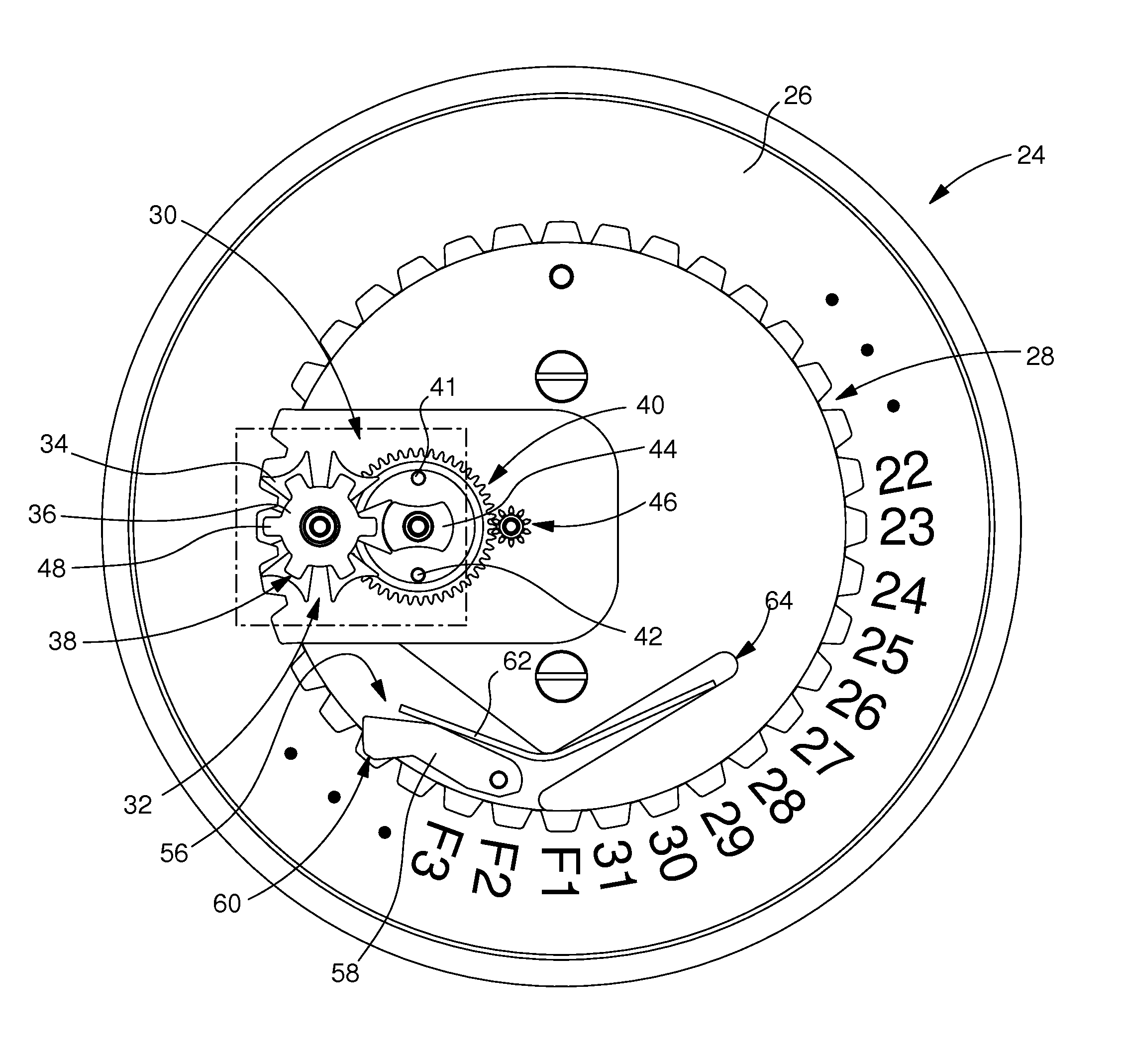 Timepiece movement provided with a drive mechanism for the periodic or intermittent movement of an analogue indicator