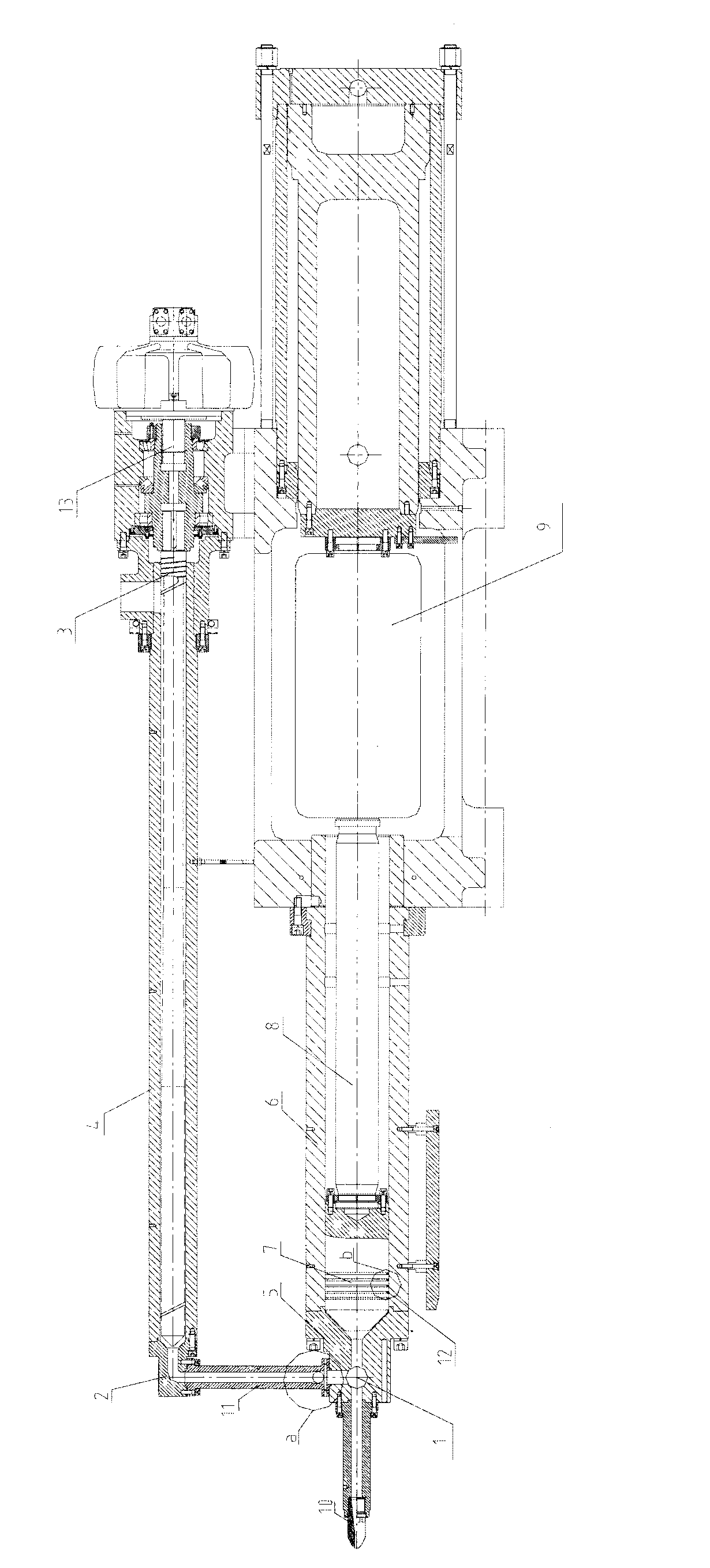 Extrusion large-injection amount injection moulding device and use method thereof