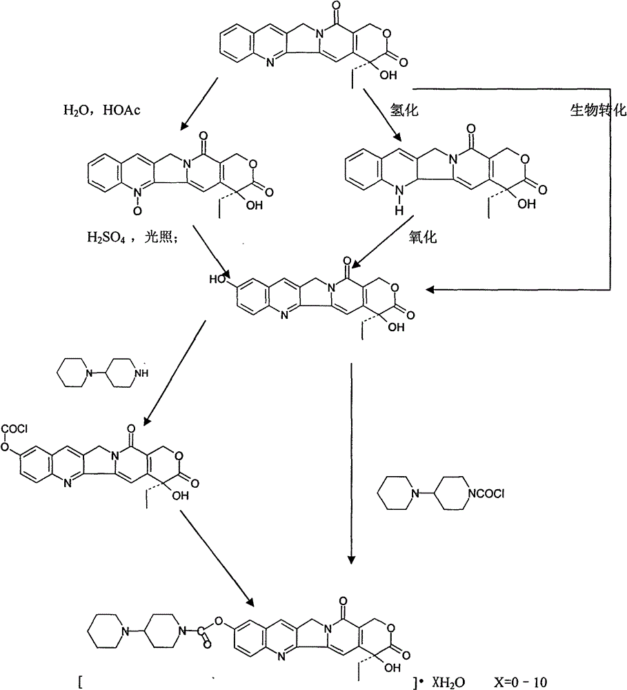 Preparation and clinic application of hydroxycamptothecin derivative and preparation thereof