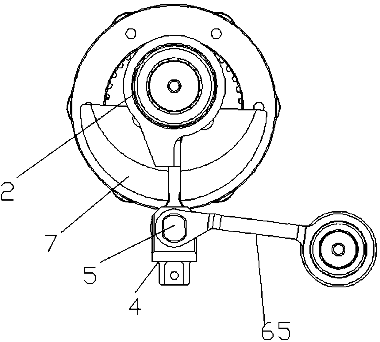 Machine head cutter swing arm and connection rod device