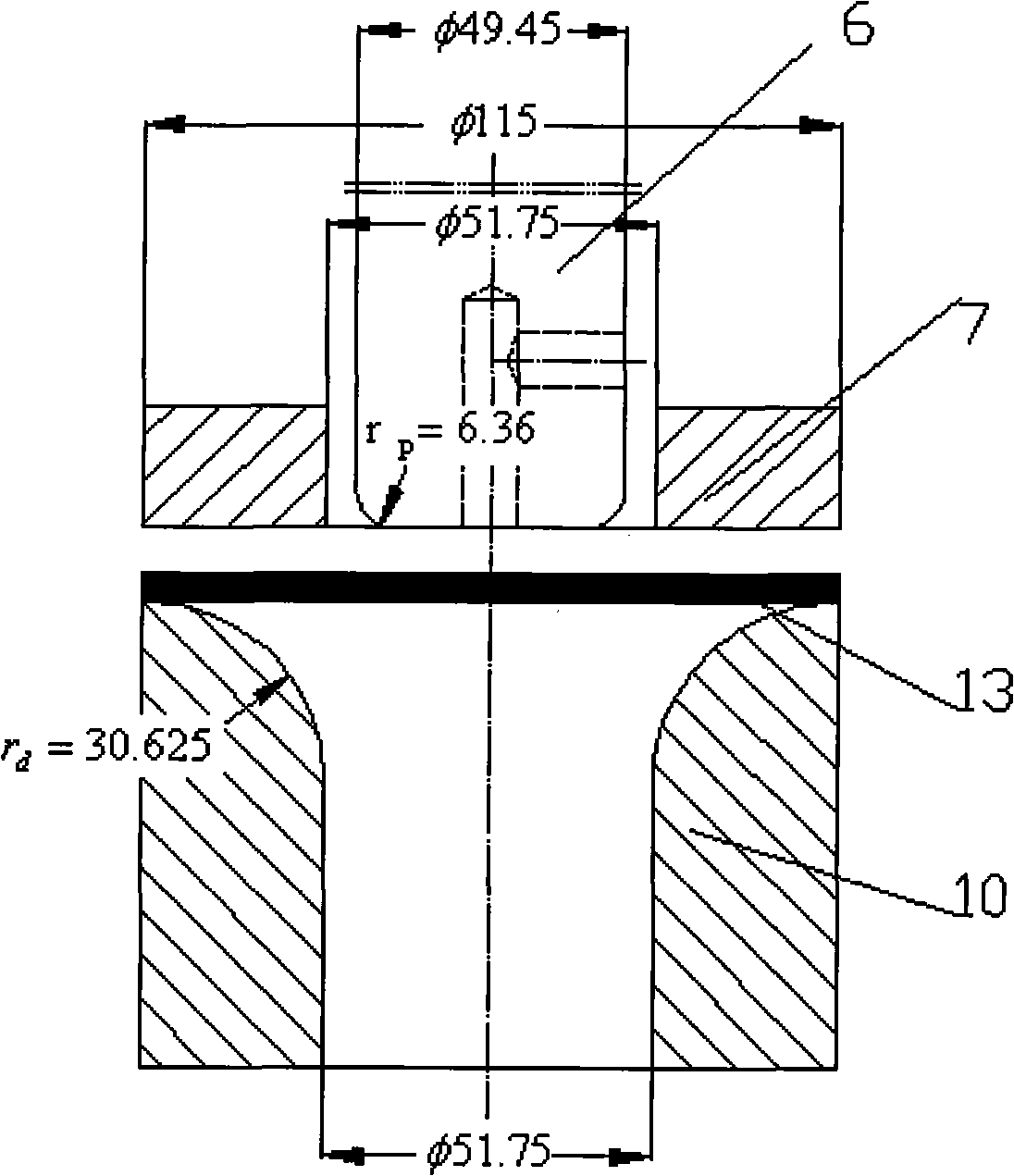 Deep draw mould without flange edge die plate