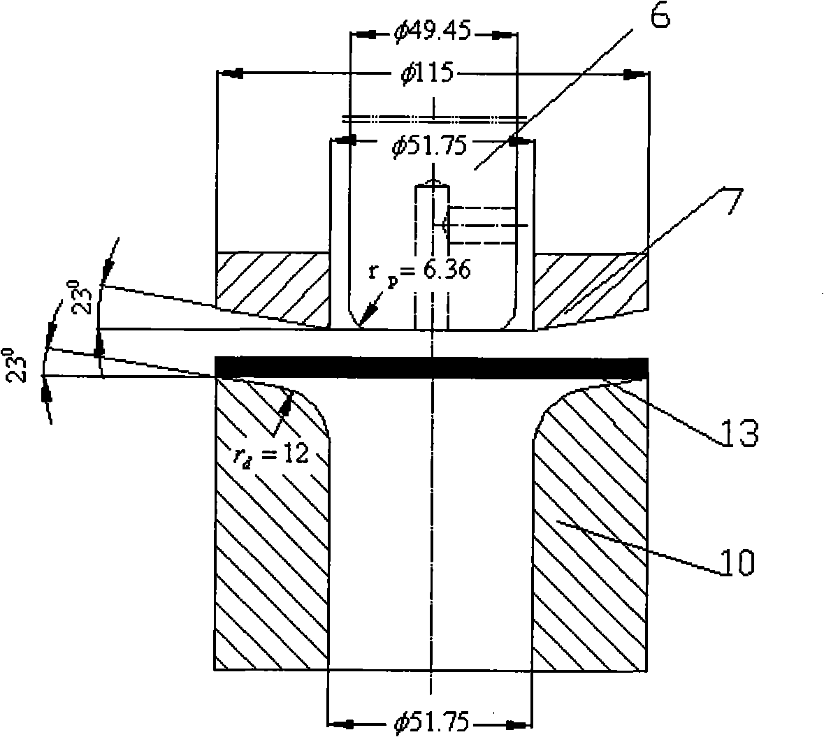 Deep draw mould without flange edge die plate