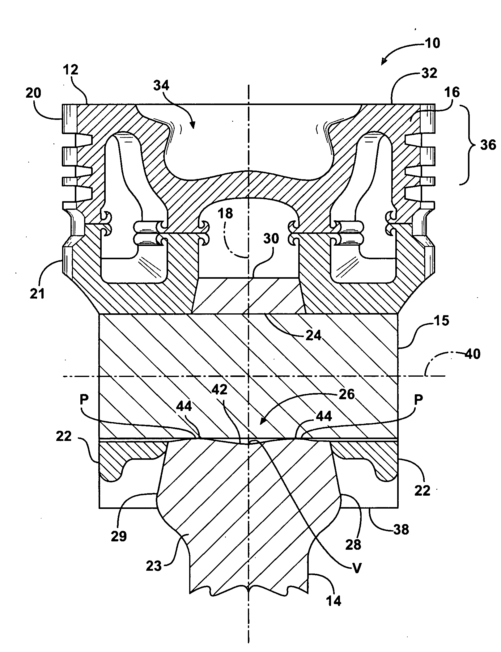 Piston assembly and connecting rod having a profiled wrist pin bore therefor