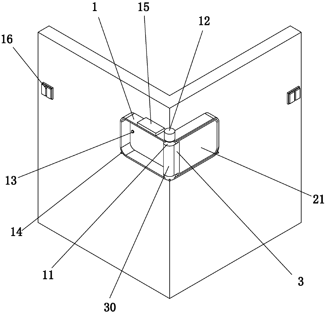 A corner wall lamp