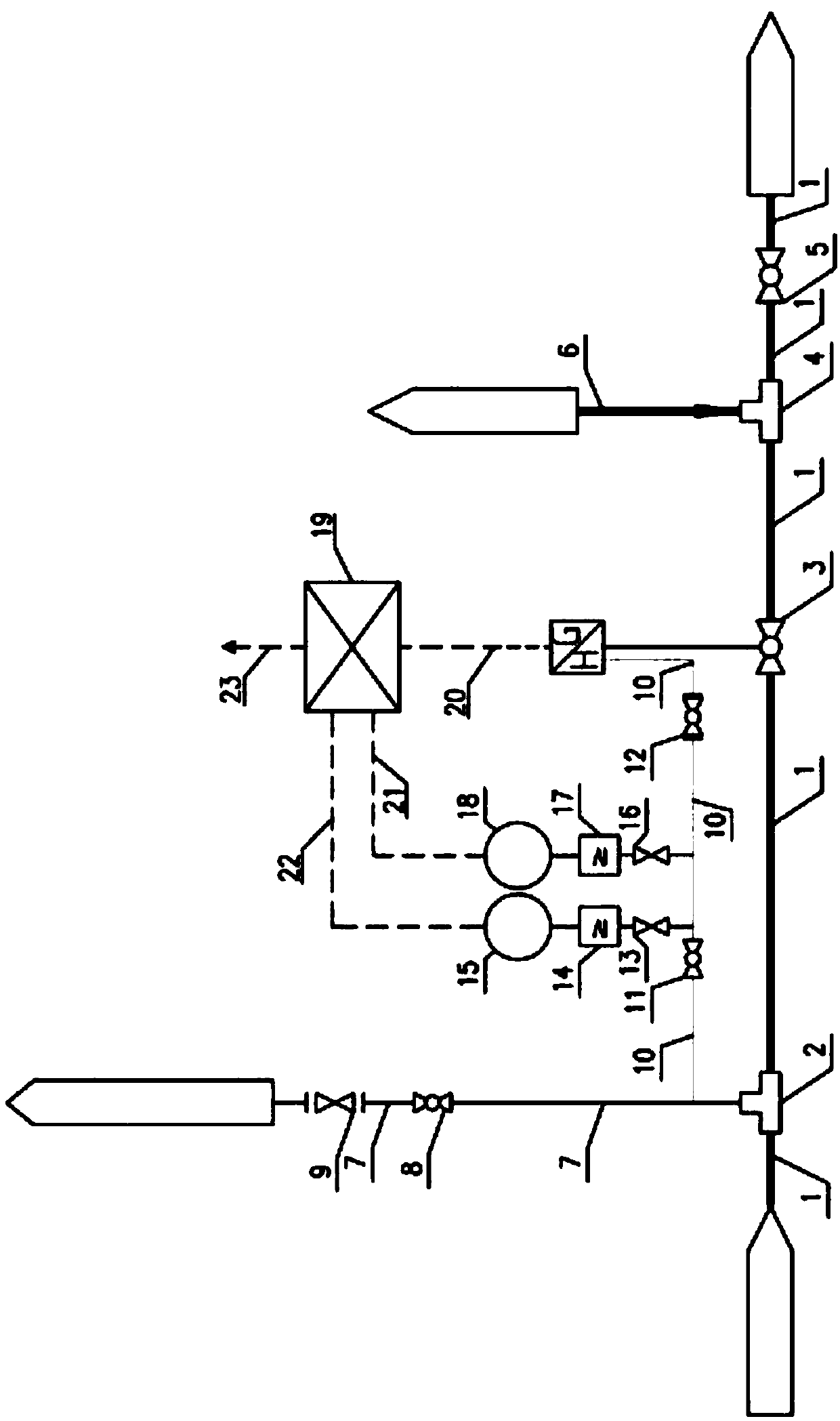 Gas delivery pipeline tail station trunk line pressure drop rate monitoring and alarming interlocking device and method