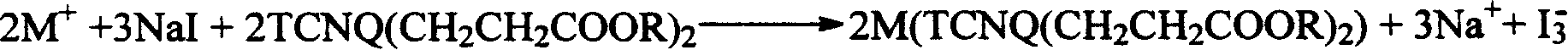 Method of synthesizing metal-tetracyano-p-benzoquinone dimethane ester derivative