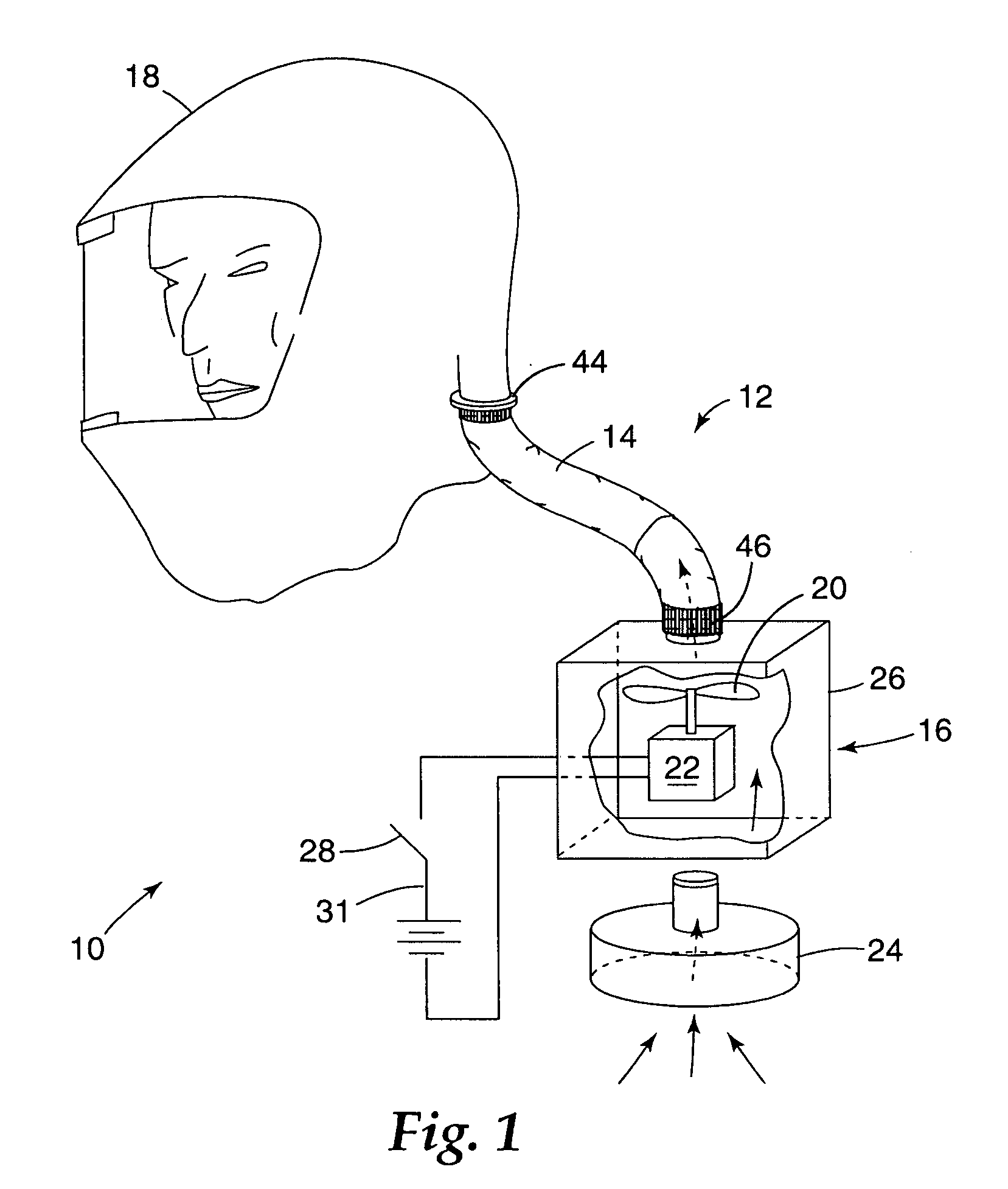 Supplied air respirator that has an adjustable length hose