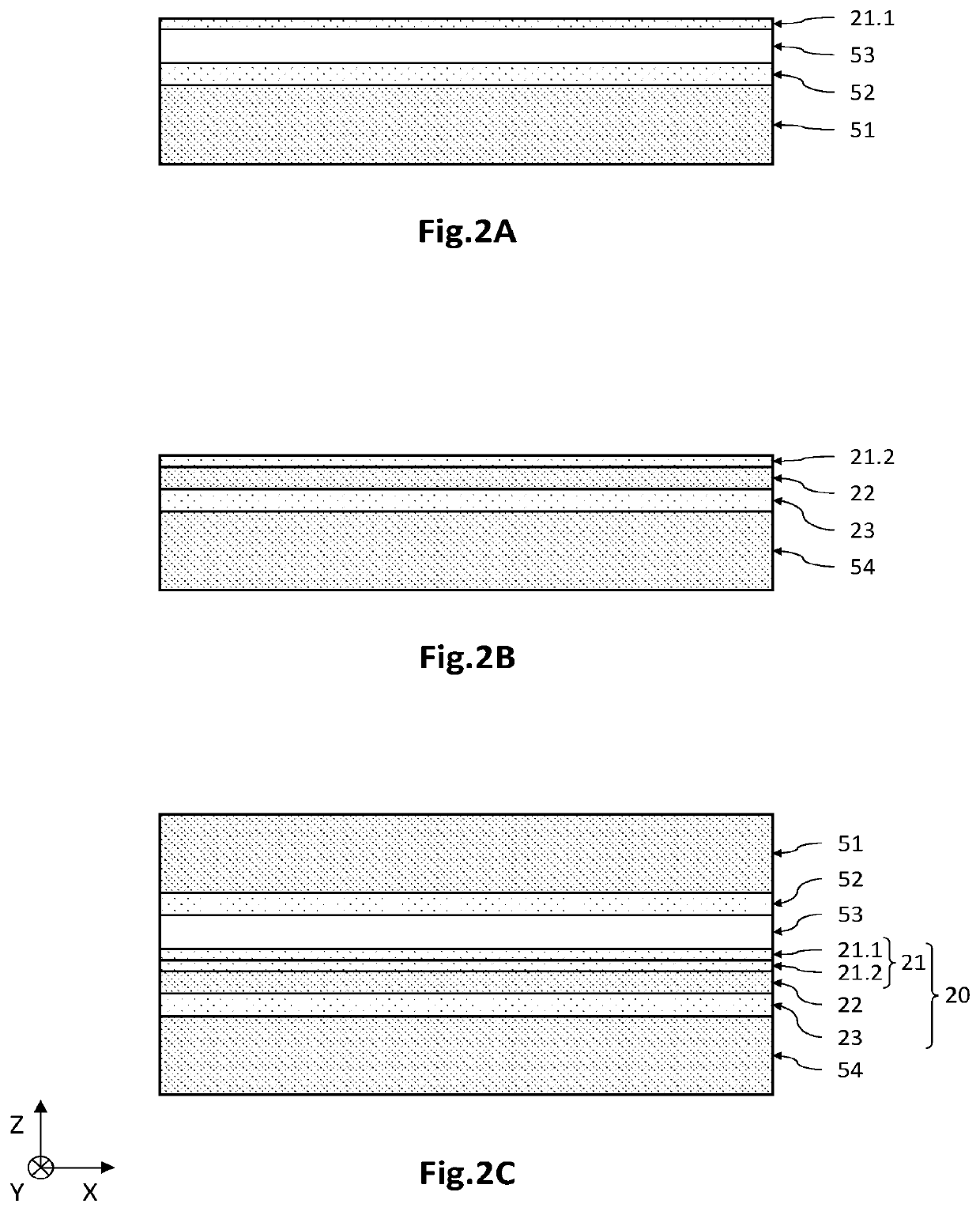 Process for fabricating at least one tensilely strained planar photodiode