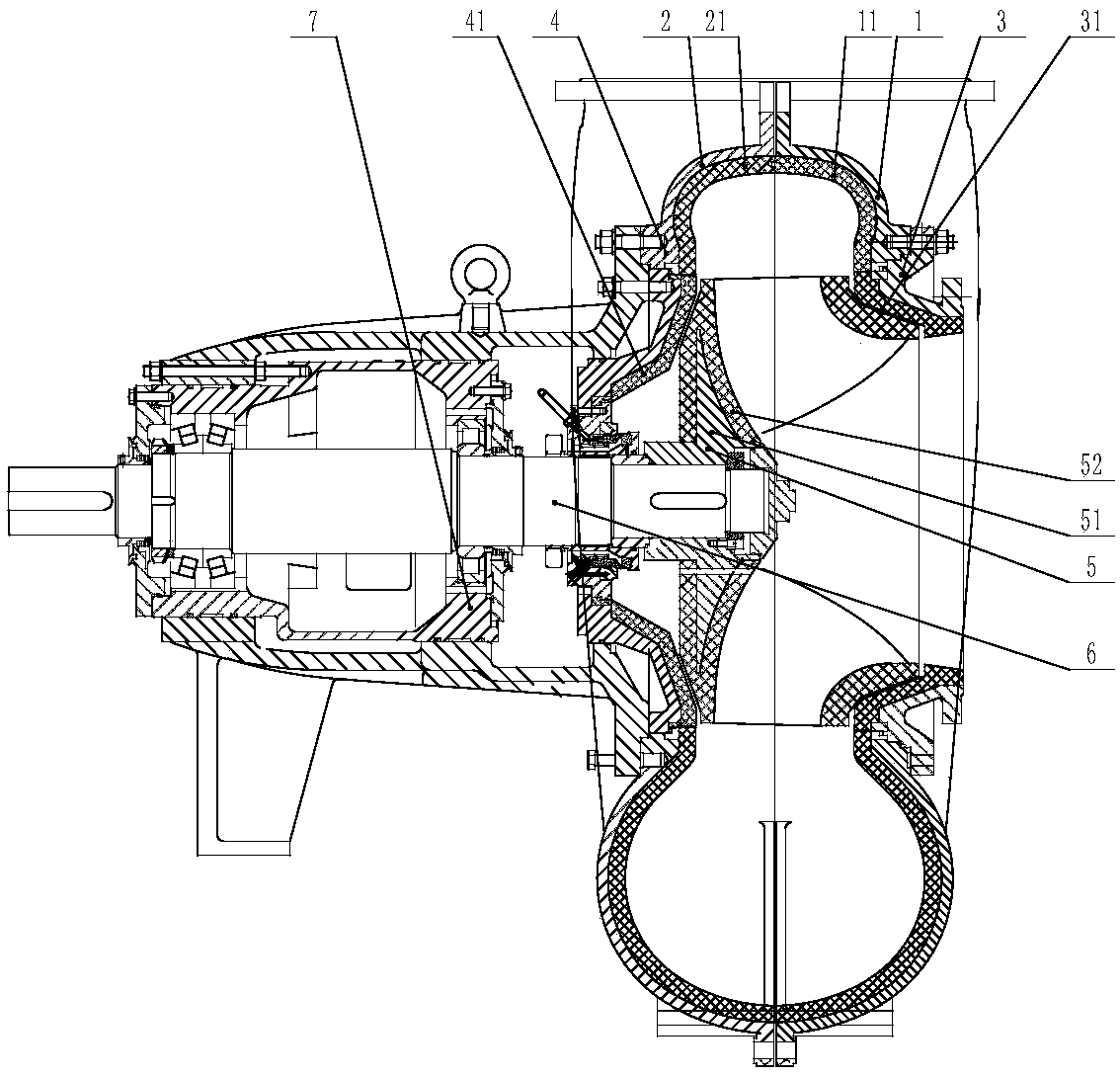 A desulfurization pump lined with resin silicon carbide