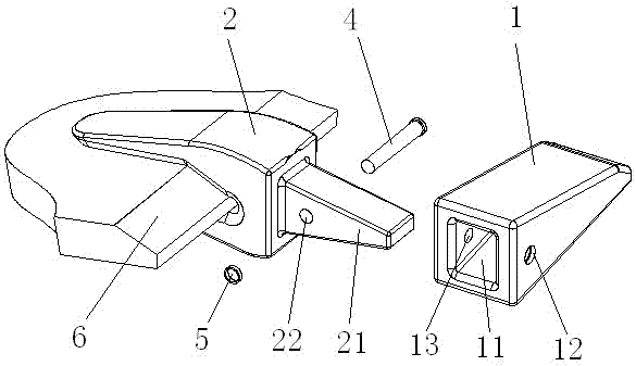 Bucket tooth installation structure convenient for rapid disassembly and assembly