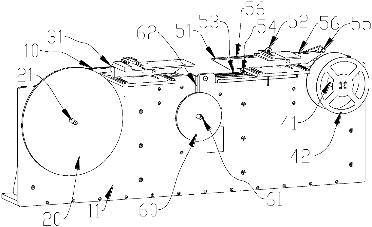 Material belt subpackaging machine, material belt subpackaging machine system and material belt subpackaging method