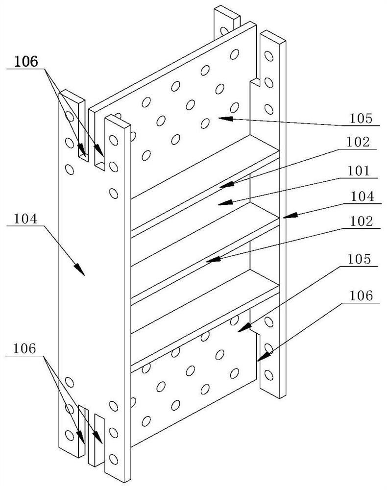 An assembled energy dissipation and shock absorbing device and an assembly method thereof