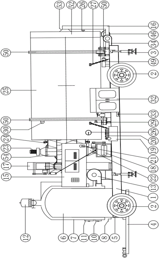 Travelling type grain dewatering and drying machine