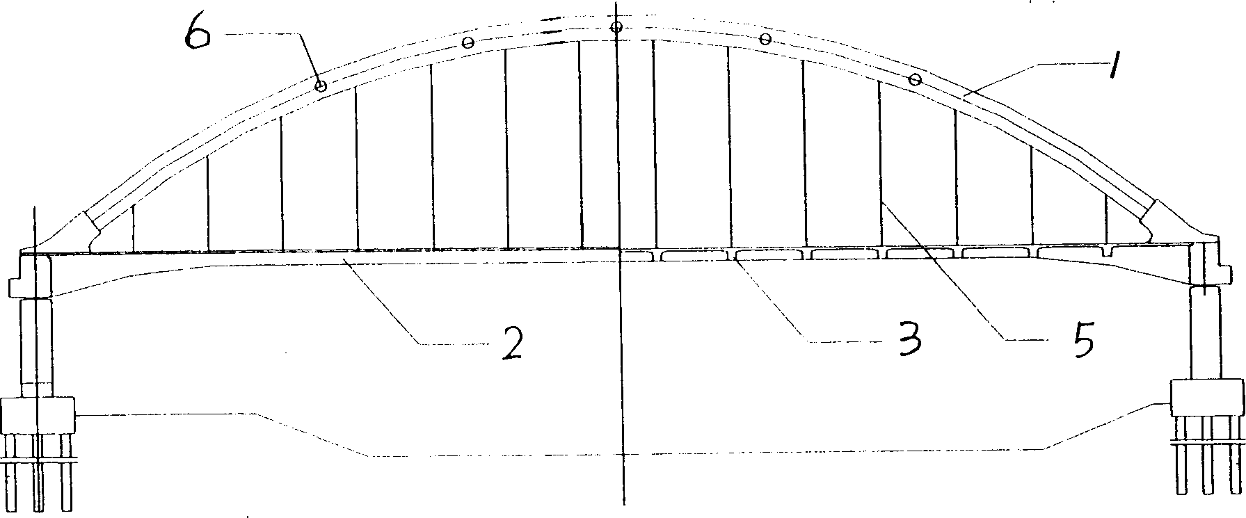 Track traffic and urban road integrated tie arch bridge