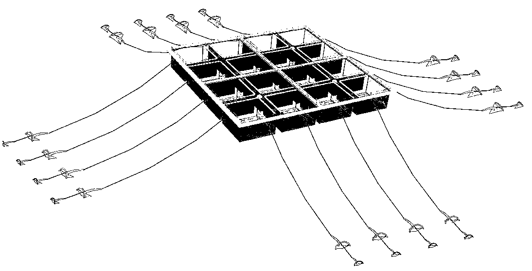 Working method of combined wind wave and current resistant net cage