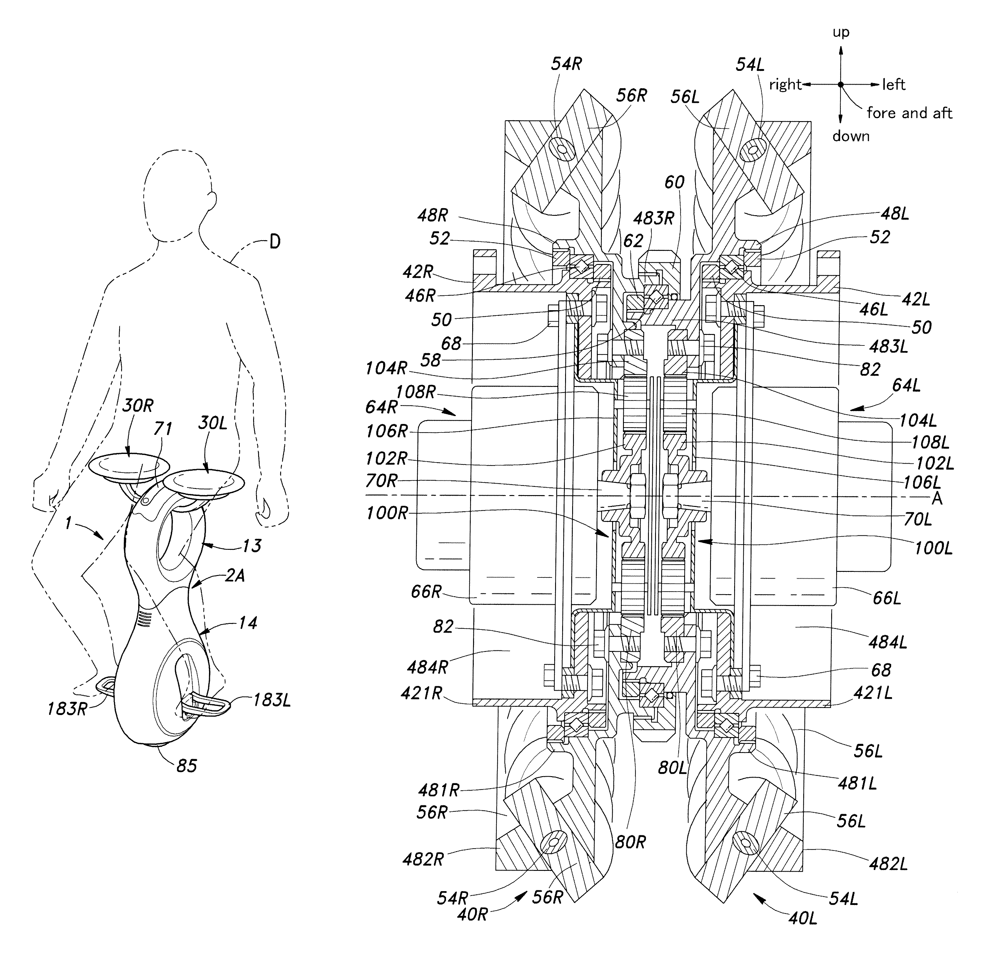 Frictional drive device and inverted pendulum type vehicle using the same