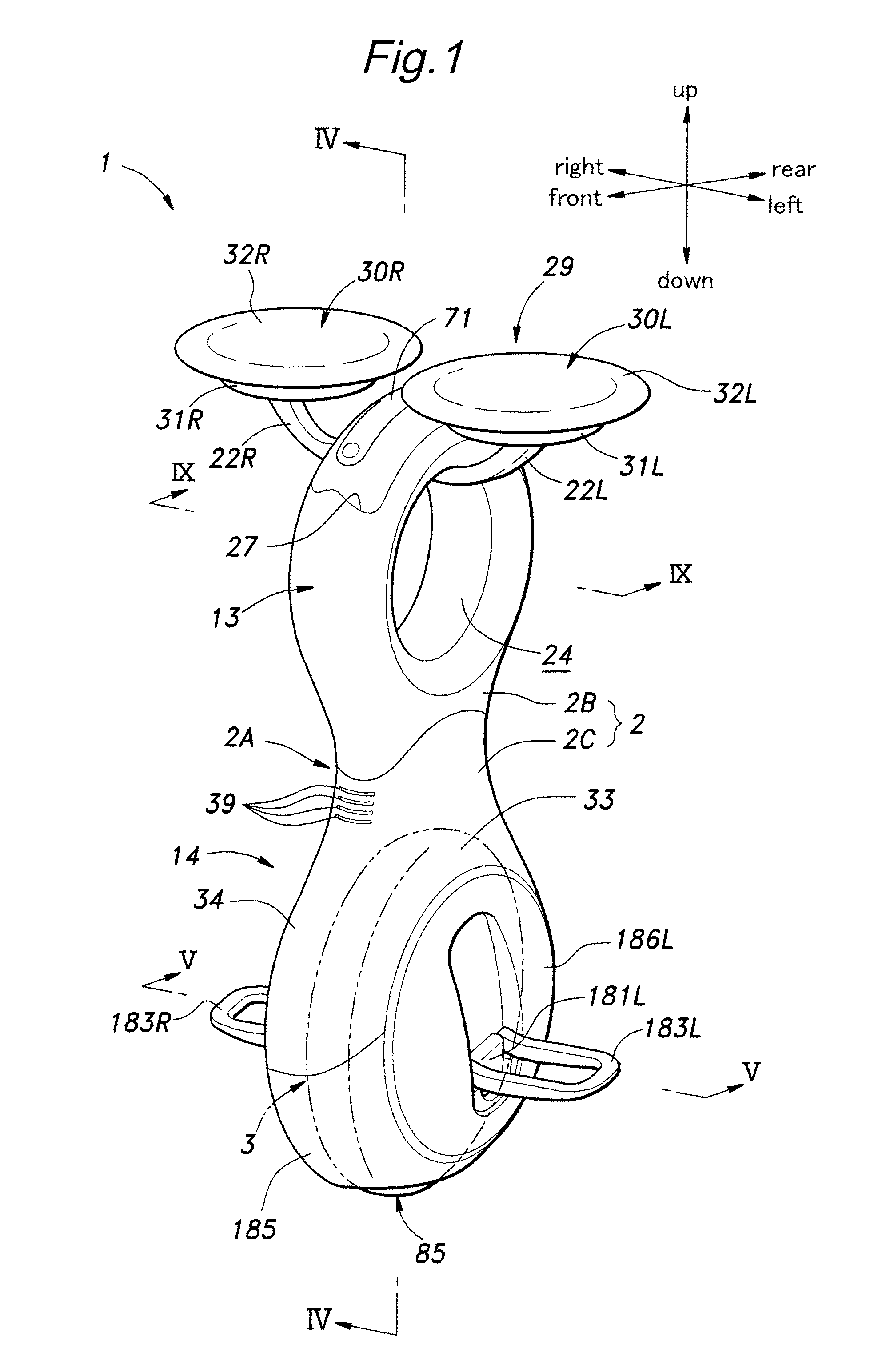 Frictional drive device and inverted pendulum type vehicle using the same