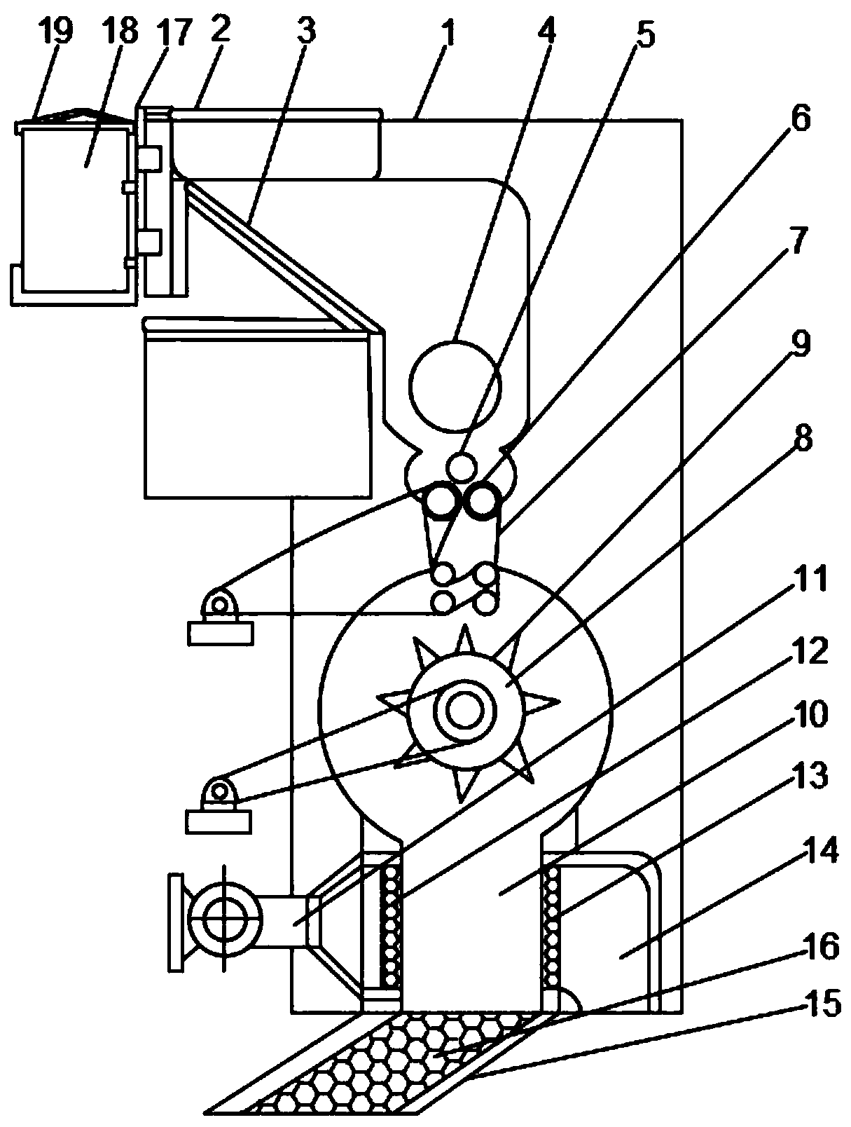 Impurity removing opener for non-woven fabric production