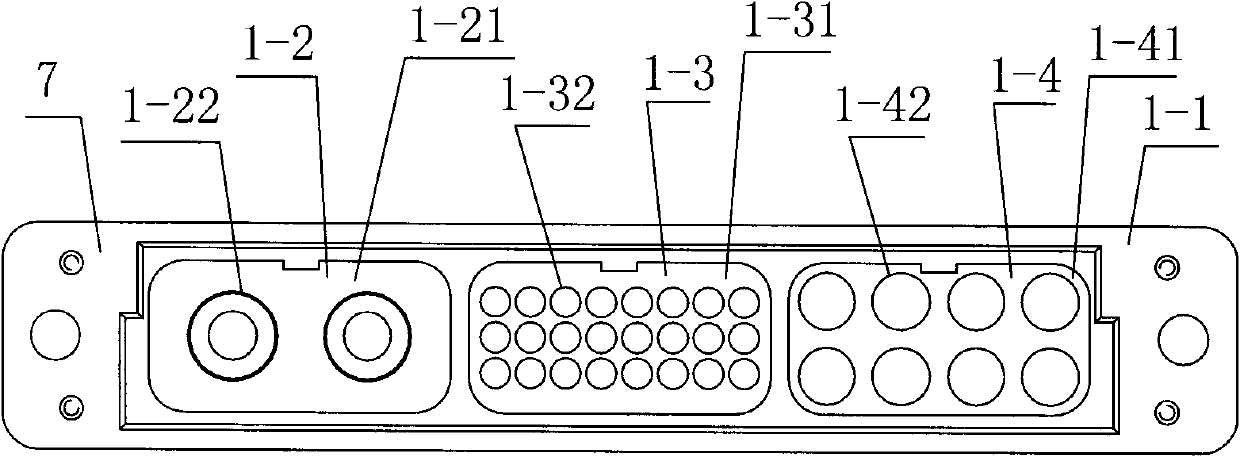 On-site combined type rectangular high-low frequency mixed loading connector