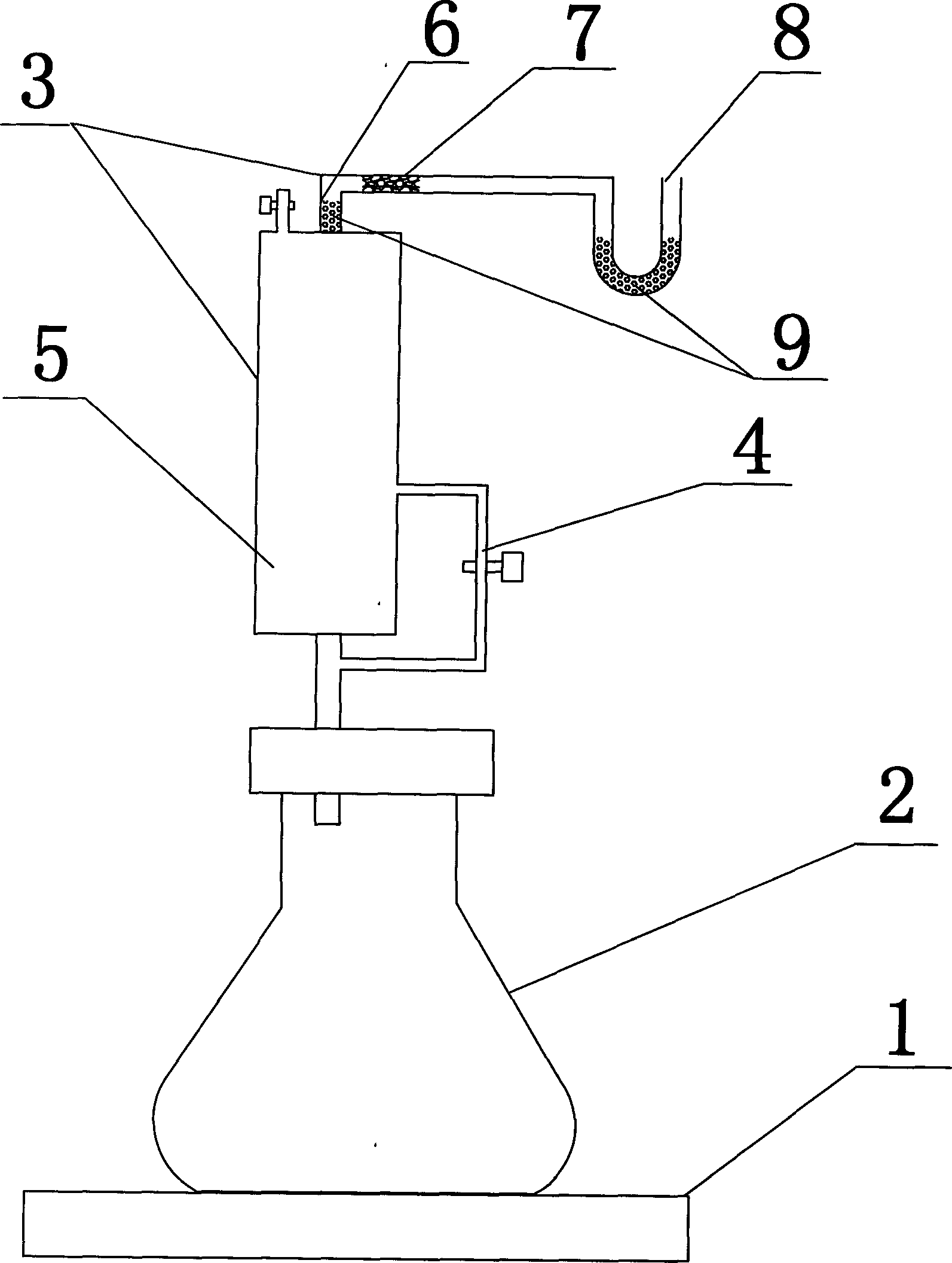 Method and apparatus for measuring gas forming quantity of calcium carbide by using single calibrating weight method