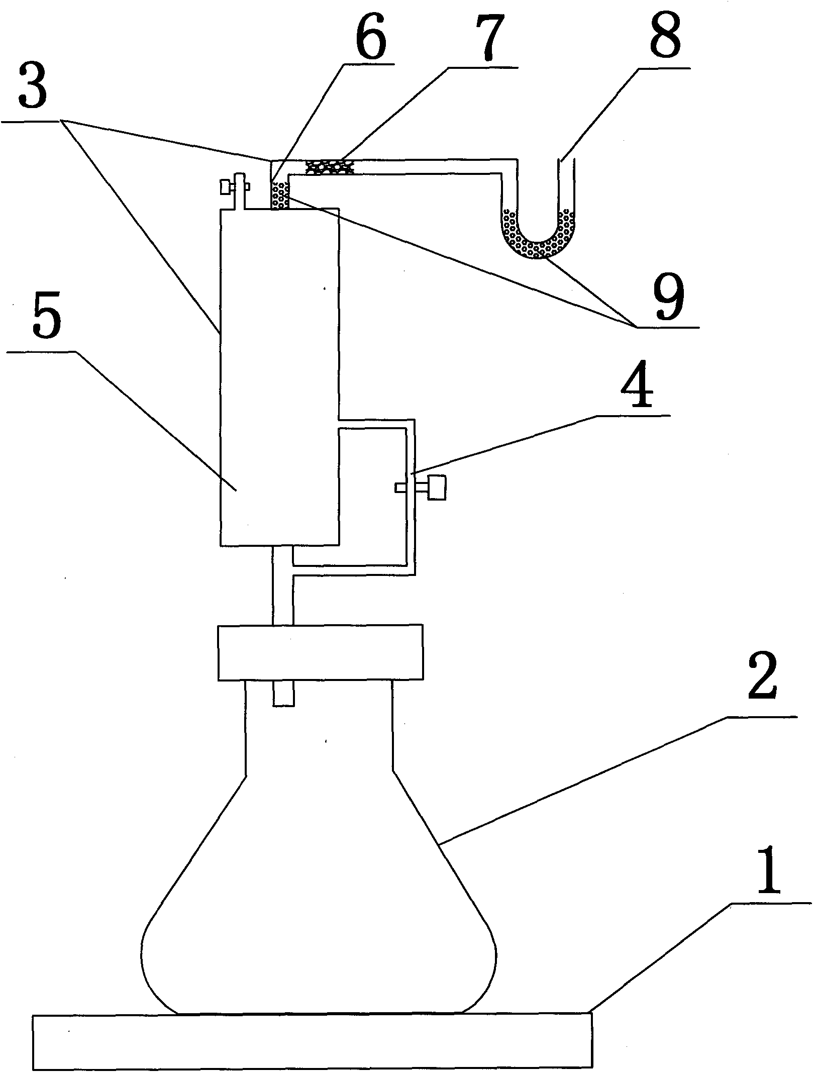 Method and apparatus for measuring gas forming quantity of calcium carbide by using single calibrating weight method