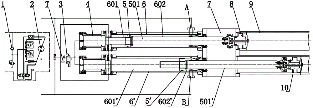 Concrete piston automatic returning device in closed type pumping system