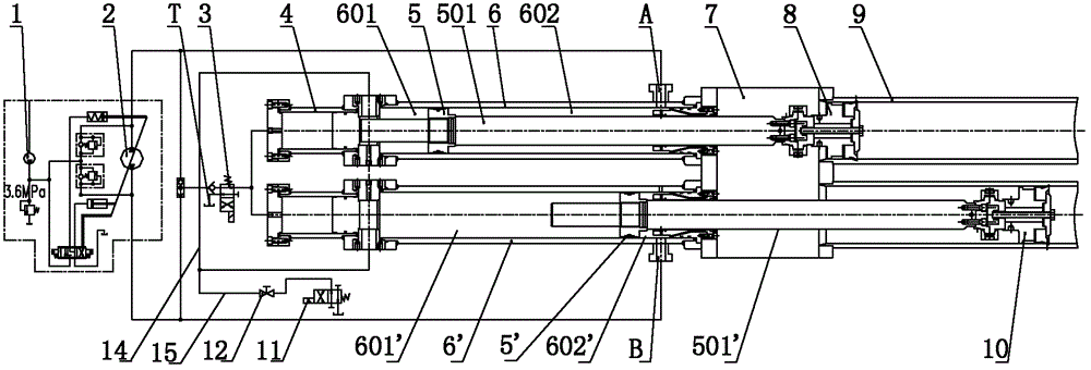 Concrete piston automatic returning device in closed type pumping system