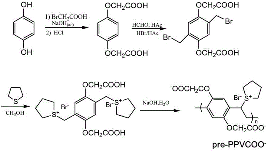 Poly(p-phenylene vinylene) precursor, preparation method thereof and application of poly(p-phenylene vinylene) precursor to high-molecular fluorescent microspheres